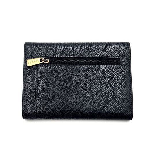 CHANEL Caviar Logo Bi-Fold Wallet L143935 58471837