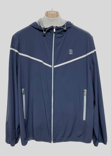 BRUNELLO CUCINELLI ブルネロ・クチネリ ネイビー ロゴ フーディ ブルゾン 35518238