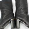 CHANEL Black Leather Gold-tone CC Logo Mid Boots 38 58649153 [P]