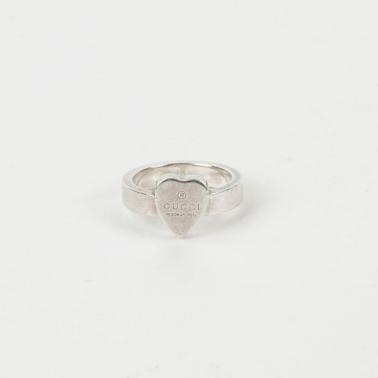 Gucci Trademark Heart Pendant Ring 925 Silver 10 58492014