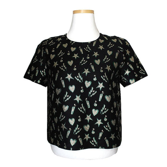 MSGM ブラック＆ゴールド クロップトップ 44 58844867