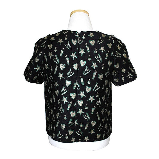 MSGM ブラック＆ゴールド クロップトップ 44 58844867