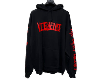 vetements Black Red Logo Oversized Hoodie 59227124