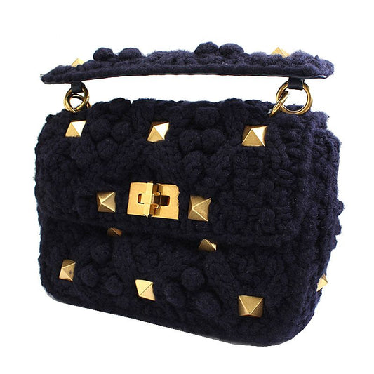 VALENTINO ロックスタッド ローマ ニット トート兼クロスボディバッグ 限定版 59273374