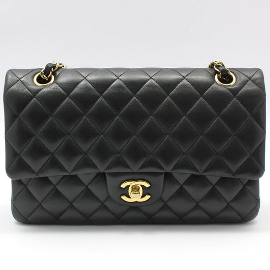 CHANEL A01112 ブラックラムスキン ゴールドクラシックミディアムショルダーバッグ 59459930