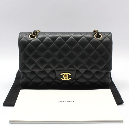 CHANEL A01112 ブラックラムスキン ゴールドクラシックミディアムショルダーバッグ 59459930