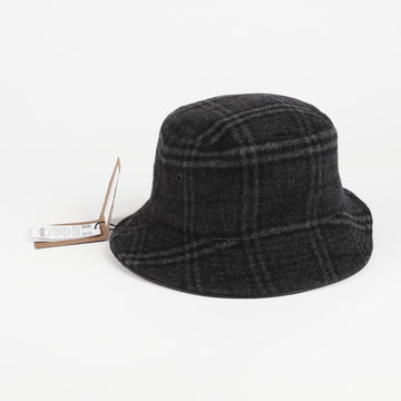 BURBERRY Charcoal Graue Woll-Check Bucket Hat 8044077 59343325