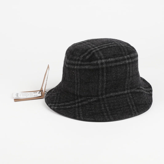 BURBERRY Charcoal Graue Woll-Check Bucket Hat 8044077 59343325