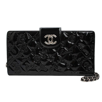 CHANEL Schwarze Lackleder Ikonic Mini Crossbody-Tasche 14. Serie 59594316
