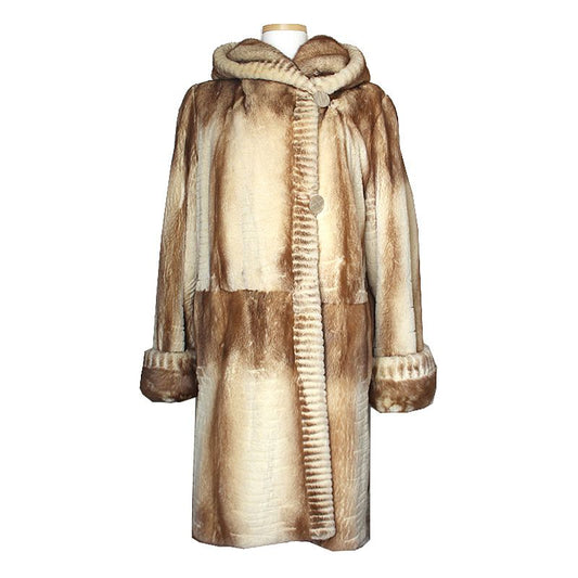 KEUNHWA Geunhwa Mink Fur Hooded Belted Coat 66 59599334