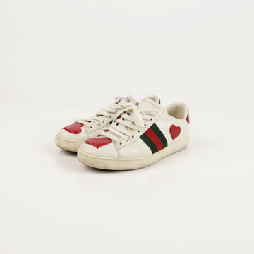 Gucci White Leather Heart Ace Sneakers 34.5 59610140