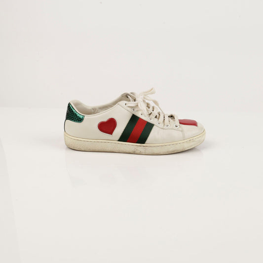 Gucci White Leather Heart Ace Sneakers 34.5 59610140