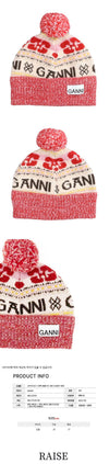 GANNI Logo-Grafik Pom-Pom-Mütze Multi A4987 999 59864294 [P]