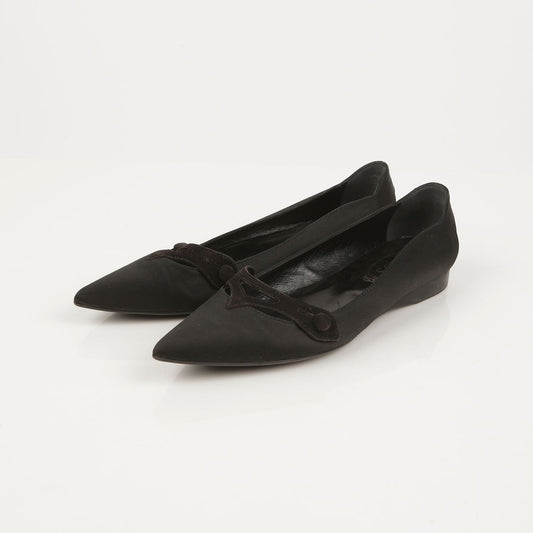 TODS Schwarze Satin Wildleder Besatz Stiletto Pumps 38 59997587
