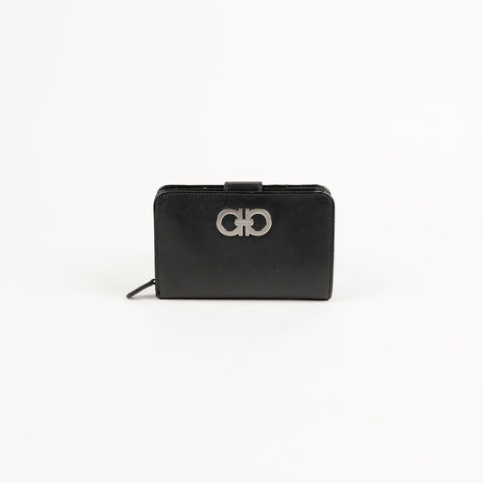 Salvatore Ferragamo Black Saffiano Leather Gancini Wallet B963 60246621