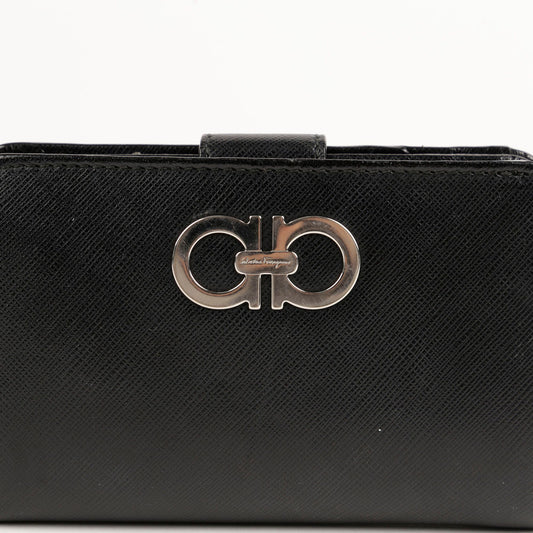 Salvatore Ferragamo Black Saffiano Leather Gancini Wallet B963 60246621