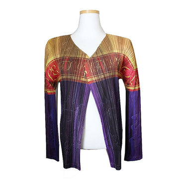 ISSEY MIYAKE Pleats Please Yellow Violet Cardigan 3 60466250