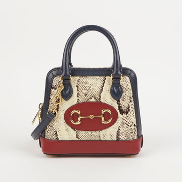 GUCCI ミニレザートリミングパイソンホースビット1955トート兼ショルダーバッグ 640716 60489760