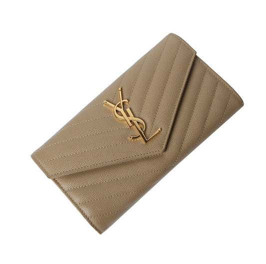 Saint Laurent Caviar Gold Logo Women's Long Wallet 372264 B7043-4 61037208