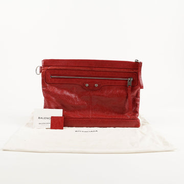 BALENCIAGA ミディアム レッド レザー モーター クリップ クラッチ 273022 60874430
