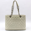 CHANEL Weißer Kaviar Grande Shopping Schultertasche 61124665 [P]
