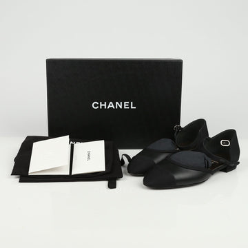 CHANEL Black Lambskin Mary Jane Flat Shoes 36.5 60872817