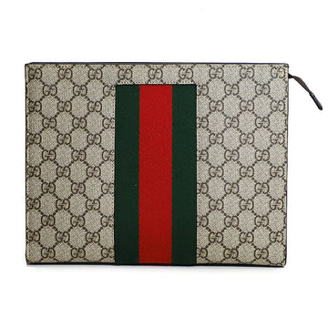 GUCCI GGシュプリームキャンバスウェブクラッチ 475316 61483986