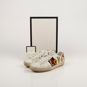 Gucci Love Embroidered Ace Sneakers White Leather 36 61265510