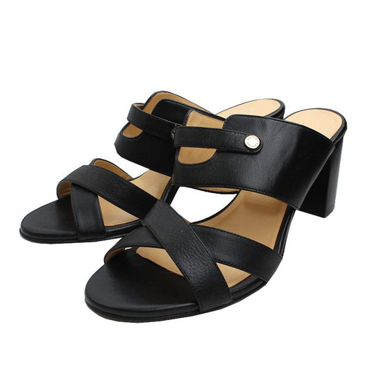 A TESTONI ブラックレザー ミュールスリッパ 37 1/2 61793566