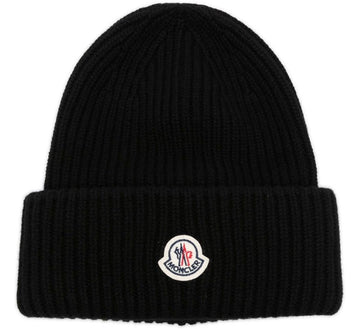 MONCLER キャッシュミア ビーニー stamp: Logo Patch Pompom Beanie 3B00066 M1127 62094841