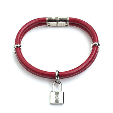 Louis Vuitton Silver-Toned Burgundy Leather Bracelet 62192584