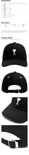 AMI Heart Logo Felt Patch Baseball Cap Black 161012218 [P]
