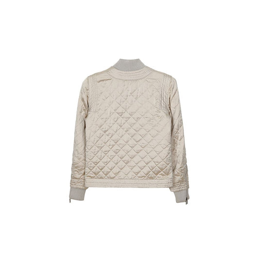 CHANEL Metallic Light Gray Quilted Zip-Up Jacket P26543 61227304