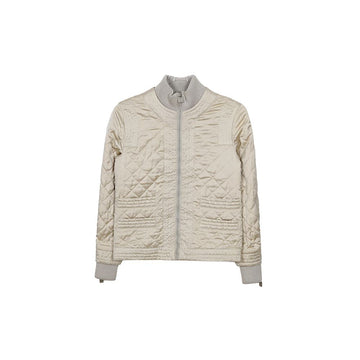 CHANEL メタリックライトグレーキルティングジップアップジャケット P26543 61227304