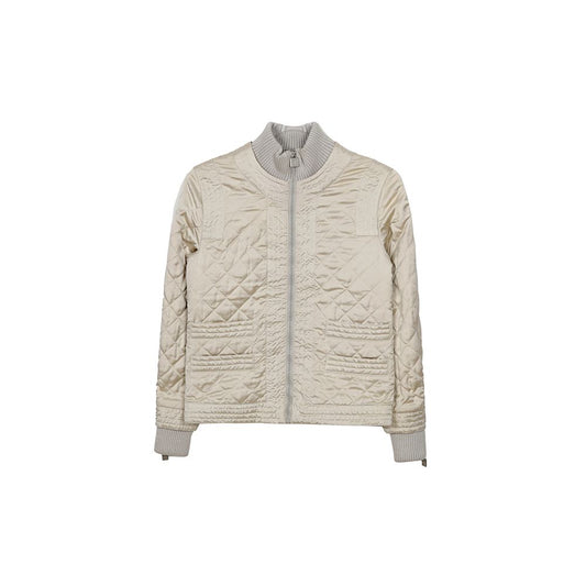 CHANEL Metallic Light Gray Quilted Zip-Up Jacket P26543 61227304