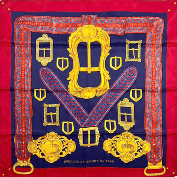 Hermes BOUCLES ET GALONS DU TSAR Silk Scarf Red Navy 62946142