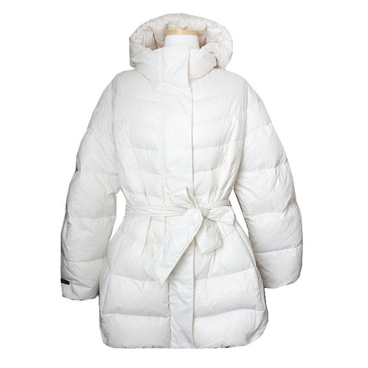 PESERICO Ivory Goose Down Hooded Belted Padding Coat 55 66 63074388