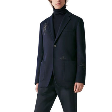 HERMES Stadion Wollmaterial Herrenjacke in Leder H364164HI0150 63126038