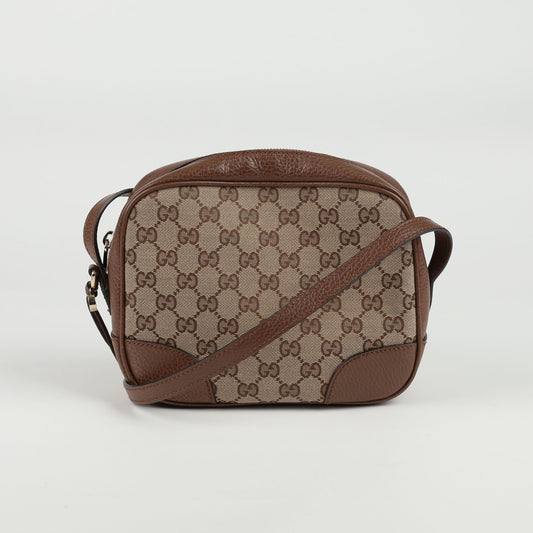 GUCCI 449413 GGジャカードキャンバスブラウンレザートリミングディスコショルダー兼クロスバッグ 62823798