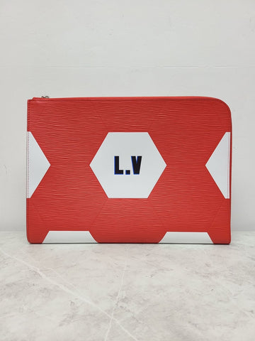 LOUIS VUITTON レッド ワールドカップ ポシェット クラッチバッグ 35x25 42537161
