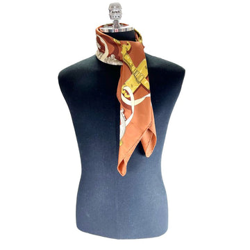 HERMES FERRONNERIE Metall Seidentuch Orangebraun 90 63199743