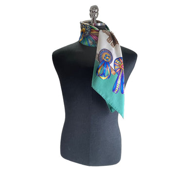 Hermes LES RUBANS DU CHEVAL Ribbon Scarf Aqua Green 90 63200402