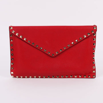 Valentino Rockstud Envelope Clutch Bag Red TW2P0P56VSH 63596065