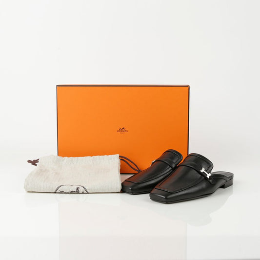 HERMES H231054Z Leder Grumpy Mules Slipper in Schwarz 35 63477528