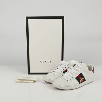 Gucci White Leather Ace Bera Embroidered Sneakers Size 34 431942 63477450