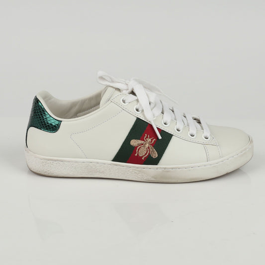 Gucci White Leather Ace Bera Embroidered Sneakers Size 34 431942 63477450