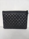 CHANEL Boy Caviar Gold Black Clutch Bag Medium 27 63791849 [P]