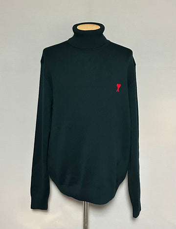 AMI Heart Logo Merino Wool Turtleneck Knit 63843849