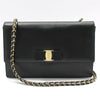 SALVATORE FERRAGAMO 21 E480 Schwarze Leder Goldfarbene Barachini Ketten Crossbody Bag 63892889 [P]