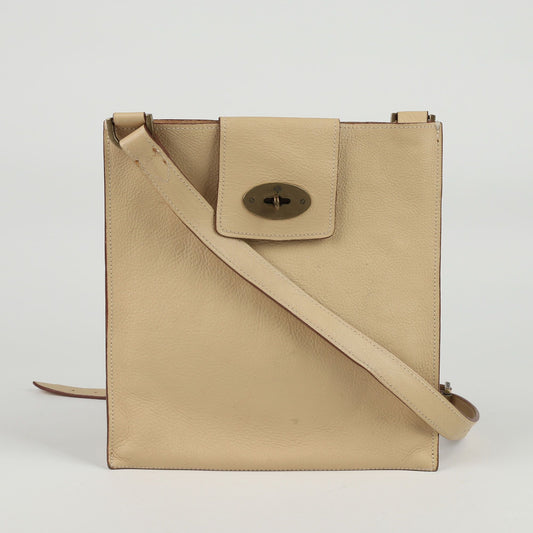 MULBERRY ベージュレザーメッセンジャーショルダー兼クロスバッグ 63643507
